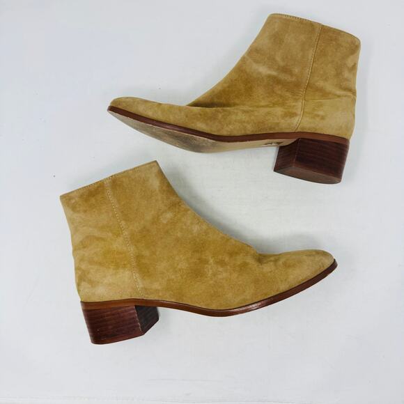 J.Crew Factory Tan Suede Ankle Boots Women’s Size 7.5 Low Heel Zip Booties - Picture 8 of 11